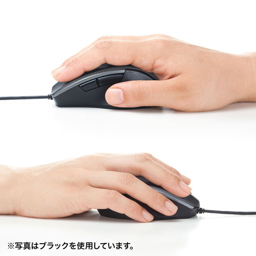 マウス（静音・有線・ブルーLED・5ボタン・中型・レッド）