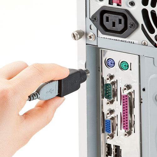 有線マウス(ブルーLED・USB-PS/2変換アダプタ付き・ブラック)