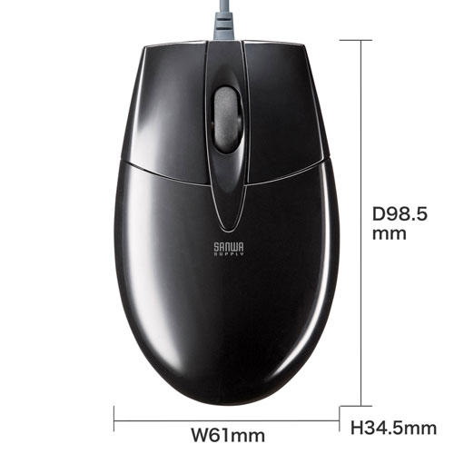 有線マウス(ブルーLED・USB-PS/2変換アダプタ付き・ブラック)