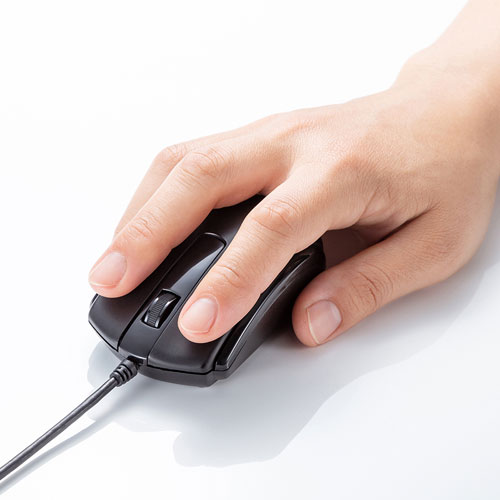 【アウトレット･訳あり・セール】有線マウス(USB Type-C接続・ブルーLED・Windows/Mac/Android対応・ブラック)