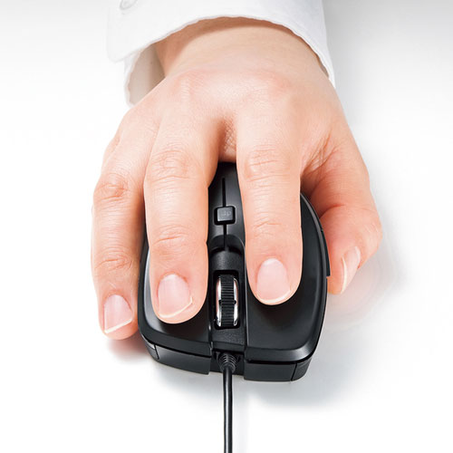 マウス(有線・ブルーLED・Type-C・中型・5ボタン・戻る/進むボタン搭載・iPhone15・iPhone15plus・ブラック・ドライバ不要) MA-BLC180BK サンワサプライ