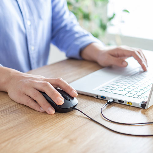 有線マウス（Type-C・静音・ブルーLED・中型・3ボタン・iPhone15・iPhone15plu・ブラック） MA-BLC194SBK サンワサプライ