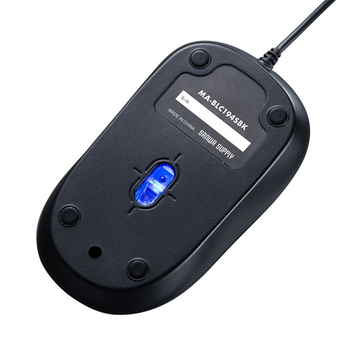 有線マウス（Type-C・静音・ブルーLED・中型・3ボタン・iPhone15・iPhone15plu・ブラック） MA-BLC194SBK サンワサプライ