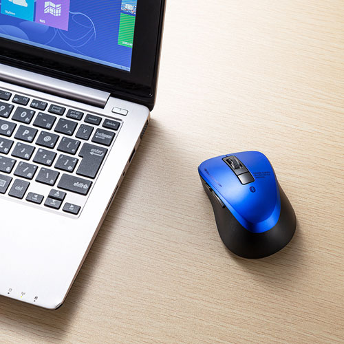 ワイヤレスマウス(Bluetooth・おすすめ・おしゃれ・人気・5ボタン・DPI切替・電池式・小型・ボタン割付・iPadOS対応・iOS14対応・ブルー) MA-BTBL155BL サンワサプライ