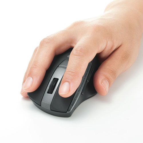 ワイヤレスマウス(Bluetooth・充電式・おすすめ・おしゃれ・人気・静音・ブルーLED・5ボタン・中型・ブラック） MA-BTBL167BK サンワサプライ