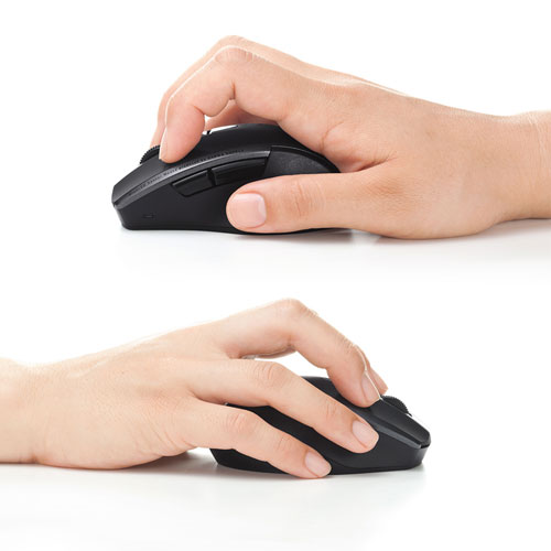 ワイヤレスマウス(Bluetooth・充電式・おすすめ・おしゃれ・人気・静音・ブルーLED・5ボタン・中型・ブラック） MA-BTBL167BK サンワサプライ