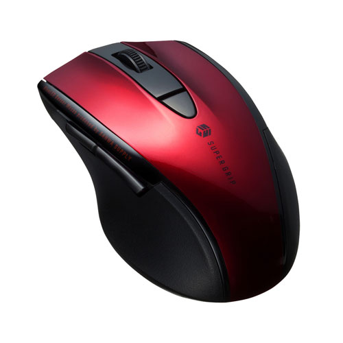 ワイヤレスマウス(Bluetooth・充電式・おすすめ・おしゃれ・人気・静音・ブルーLED・5ボタン・中型・レッド） MA-BTBL167R サンワサプライ