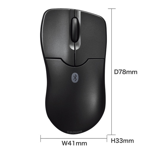 ワイヤレスマウス(Bluetooth・電池式・おすすめ・おしゃれ・人気・3ボタン・超小型・モバイル・エルゴノミクス・iPadOS・iOS14・ブラック) MA-BTBL27BK サンワサプライ