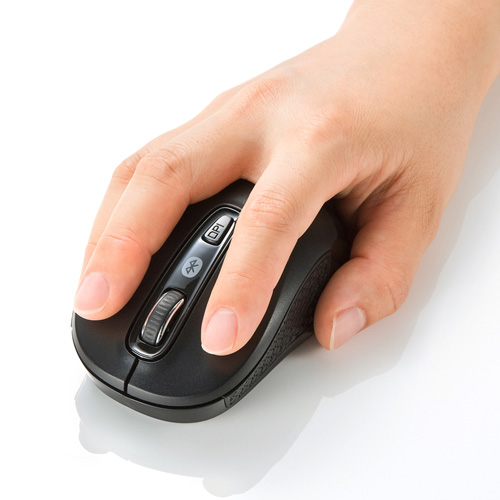 Bluetoothマウス(無線・Bluetooth3.0・ブルーLED・3ボタン・DPI切替・左右対称・電池式・中型・iPadOS対応・iOS14対応・ブラック・サンワサプライ)