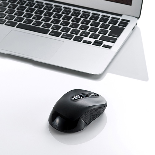 Bluetoothマウス(無線・Bluetooth3.0・ブルーLED・3ボタン・DPI切替・左右対称・電池式・中型・iPadOS対応・iOS14対応・ブラック・サンワサプライ)