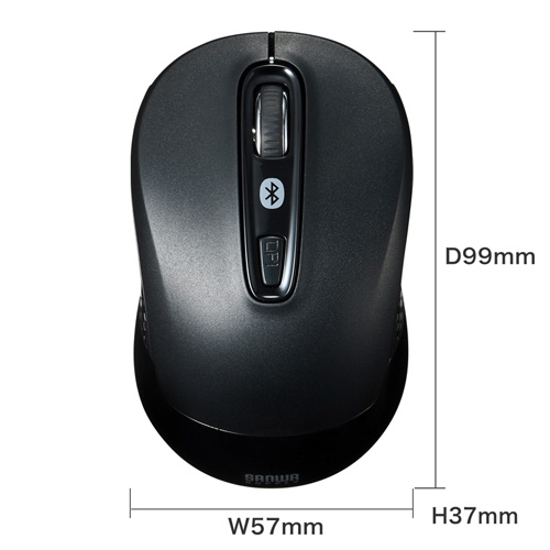 Bluetoothマウス(無線・Bluetooth3.0・ブルーLED・3ボタン・DPI切替・左右対称・電池式・中型・iPadOS対応・iOS14対応・ブラック・サンワサプライ)