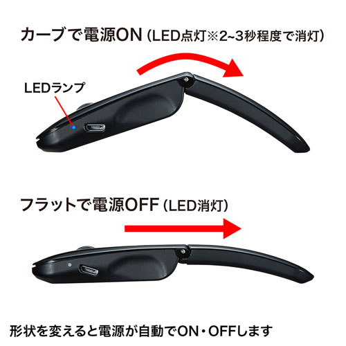 ワイヤレスマウス(Bluetooth・充電式・おすすめ・おしゃれ・人気・静音・ブラック）MA-BTIR116BKN サンワサプライ