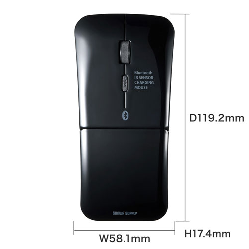 ワイヤレスマウス(Bluetooth・充電式・おすすめ・おしゃれ・人気・静音・ブラック）MA-BTIR116BKN サンワサプライ
