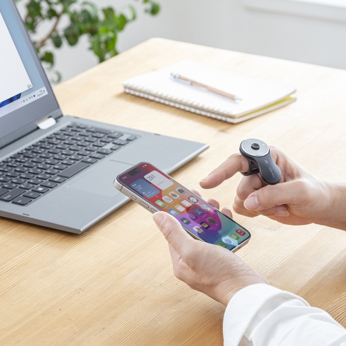 リングマウス（スティック搭載・Bluetooth接続・5ボタン・USB充電式・フィンガーマウス・マット・ブラック） MA-BTRING3BK サンワサプライ