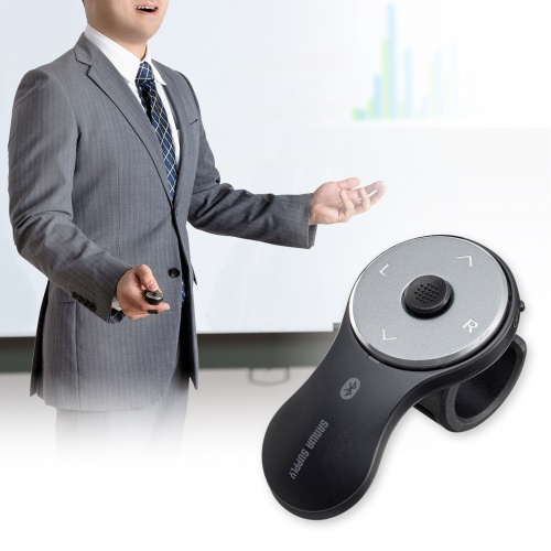 リングマウス（スティック搭載・Bluetooth接続・5ボタン・USB充電式・フィンガーマウス・マット・ブラック） MA-BTRING3BK サンワサプライ
