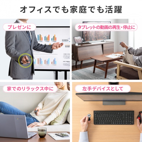 リングマウス（スティック搭載・Bluetooth接続・5ボタン・USB充電式・フィンガーマウス・マット・ブラック） MA-BTRING3BK サンワサプライ