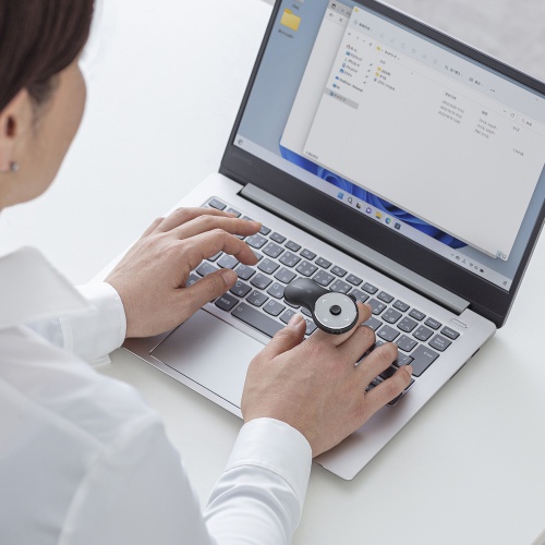 リングマウス（サイドホイール搭載・Bluetooth接続・5ボタン・USB Type-C充電式・スワイプ操作・スティック操作・フィンガーマウス・スマホ・マット・ブラック）