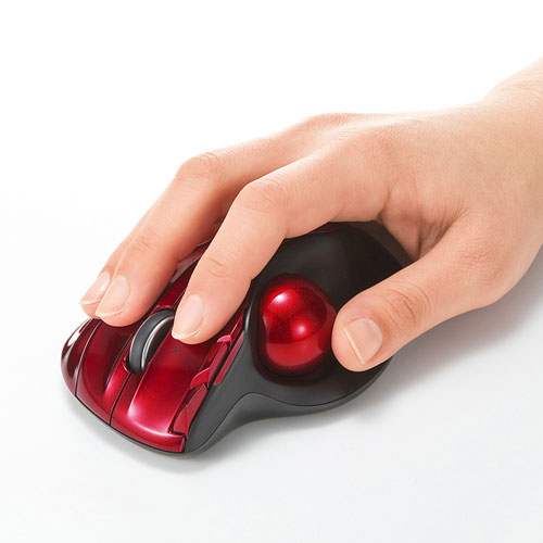 Bluetoothトラックボールマウス(無線・Bluetooth4.0・レーザーセンサー・5ボタン・DPI切替・電池式・横スクロール・オムロンスイッチ・レッド・サンワサプライ)