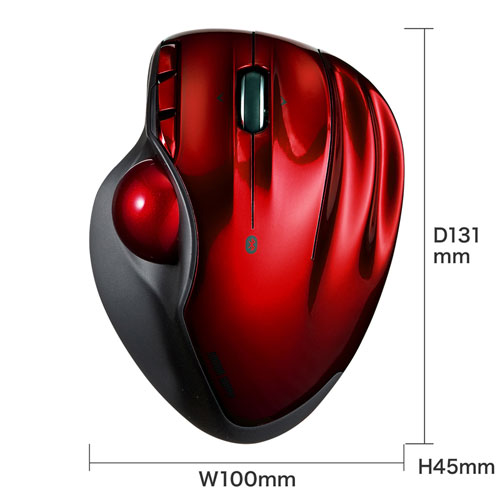 Bluetoothトラックボールマウス(無線・Bluetooth4.0・レーザーセンサー・5ボタン・DPI切替・電池式・横スクロール・オムロンスイッチ・レッド・サンワサプライ)