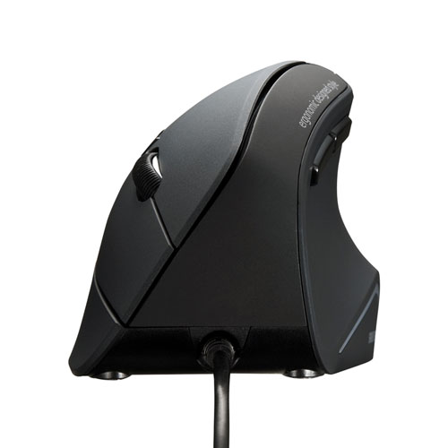 エルゴノミクスマウス(静音・有線・ブルーLED・USB接続・Lサイズ)