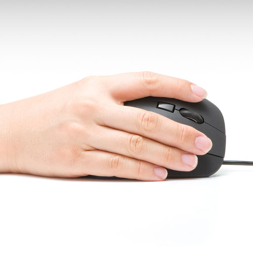 エルゴノミクスマウス(静音・有線・ブルーLED・USB接続・Lサイズ)