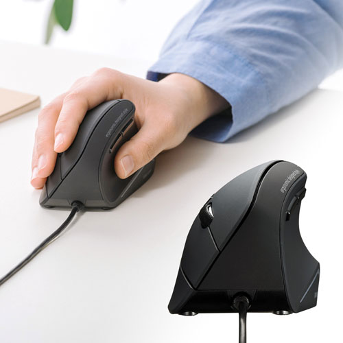 エルゴノミクスマウス(静音・有線・ブルーLED・USB接続・Lサイズ)