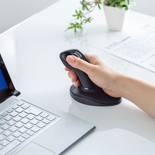 マウス（エルゴノミクス・Bluetooth 5.0・スティック型・大型・ブラック）