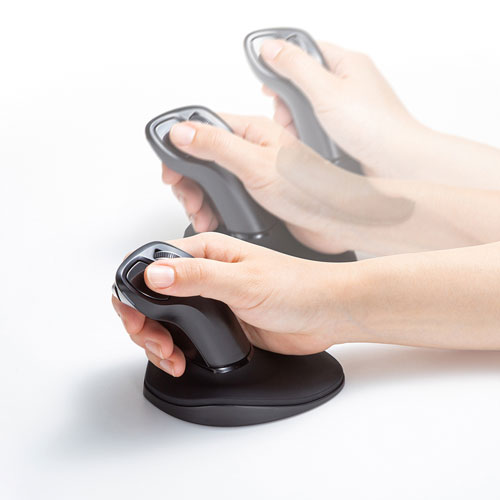 マウス（エルゴノミクス・Bluetooth 5.0・スティック型・大型・ブラック）