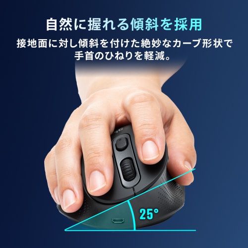ワイヤレスマウス(Bluetooth・充電式・おすすめ・おしゃれ・人気・エルゴノミクス・タイプC・5ボタン） MA-ERGBT24 サンワサプライ