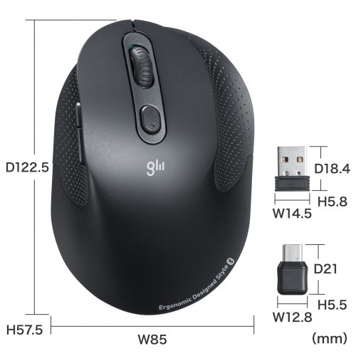 ワイヤレスマウス(Bluetooth・充電式・おすすめ・おしゃれ・人気・エルゴノミクス・タイプC・5ボタン） MA-ERGBT24 サンワサプライ