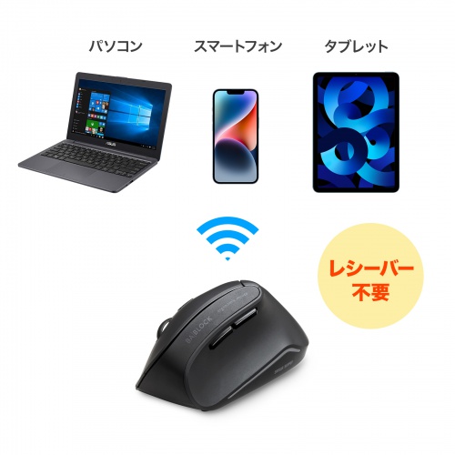 ワイヤレスマウス(Bluetooth・電池式・おすすめ・おしゃれ・人気・エルゴノミクス・抗菌・静音・大型サイズ） MA-ERGBTK11 サンワサプライ