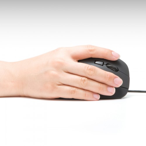 抗菌エルゴノミクスマウス（静音・有線・USB接続・戻る・進むボタン・ブルーLED・大型サイズ）