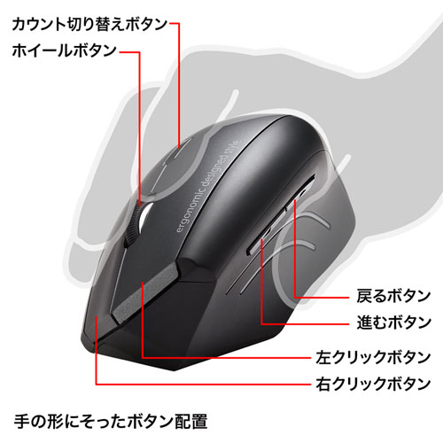 【アウトレット･訳あり・セール】ブルーLEDマウス（ワイヤレス・エルゴノミクス） MA-ERGW8 サンワサプライ