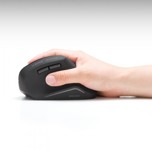 抗菌エルゴノミクスマウス（静音・ワイヤレス・USB接続・戻る・進むボタン・ブルーLED・大型サイズ）