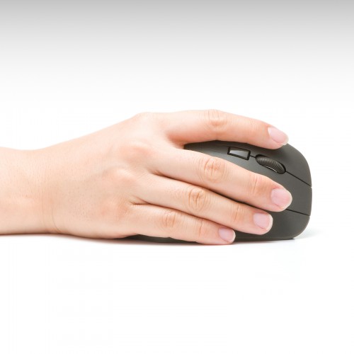 抗菌エルゴノミクスマウス（静音・ワイヤレス・USB接続・戻る・進むボタン・ブルーLED・大型サイズ）