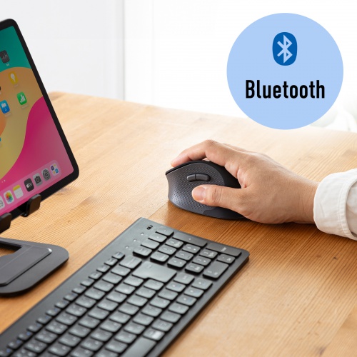 エルゴノミクスマウス（Bluetooth ＆ USB Aワイヤレス・5ボタン・静音・USB-C急速充電・高め・腱鞘炎防止・エルゴ・ブラック）