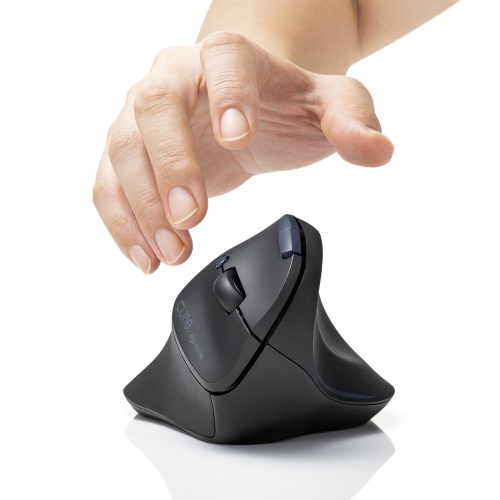 静音ワイヤレスマウス（エルゴノミクス・2.4GHzワイヤレス・USB A・ブルーLED・5ボタン・単三電池）MA-EWBS513BK