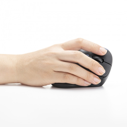 静音ワイヤレスマウス（エルゴノミクス・2.4GHzワイヤレス・USB A・ブルーLED・5ボタン・単三電池）MA-EWBS513BK