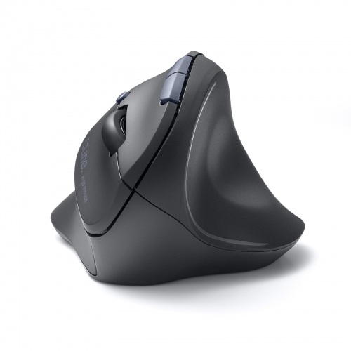 静音ワイヤレスマウス（エルゴノミクス・2.4GHzワイヤレス・USB A・ブルーLED・5ボタン・単三電池）MA-EWBS513BK