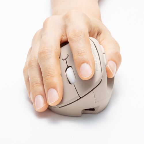 ワイヤレスマウス（2.4GHz・小型・エルゴノミクス・静音・5ボタン・戻る/進むボタン搭載・DPI切替・ブルーLED・FREEROシリーズ・ベージュ）