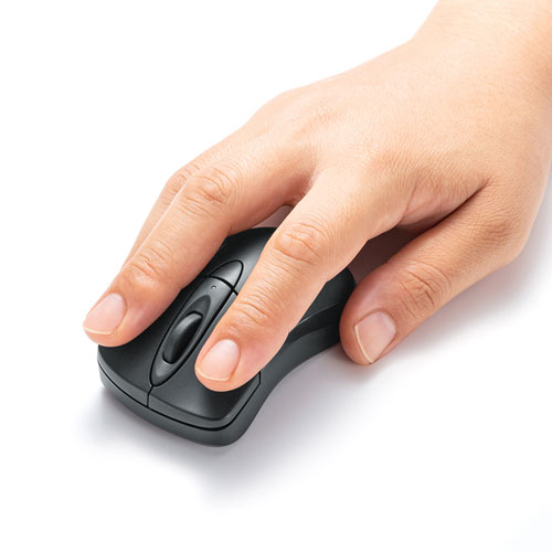 静音ワイヤレスブルーLEDマウス “イオプラス”（ブラック）MA-IPWBS302BK