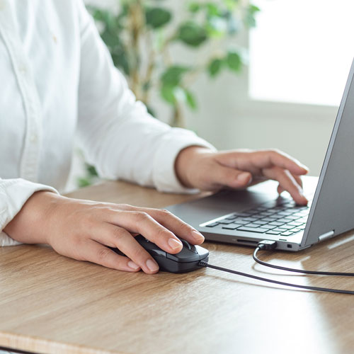 静音有線ブルーLEDマウス “イオプラス”（ブラック）