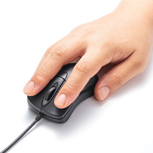 静音有線ブルーLEDマウス “イオプラス”（ブラック）