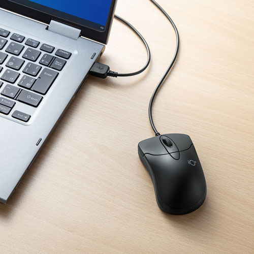 静音有線ブルーLEDマウス “イオプラス”（ブラック）