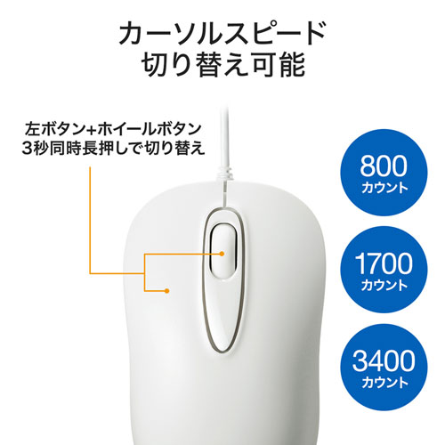 有線マウス(USB接続・レーザー・ホワイト)