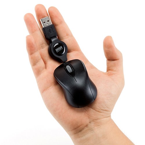 マウス（超小型・ケーブル巻取り式・ブラック） MA-MA6BK サンワサプライ