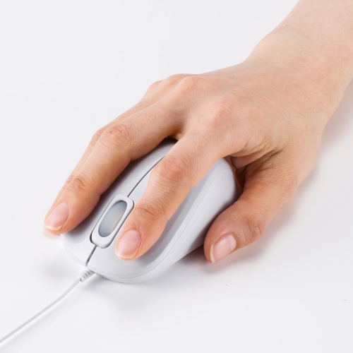 抗菌 巻取り式マウス（静音・有線・ブルーLED・3ボタン・USB A接続・ホワイト）MA-MBSK315W