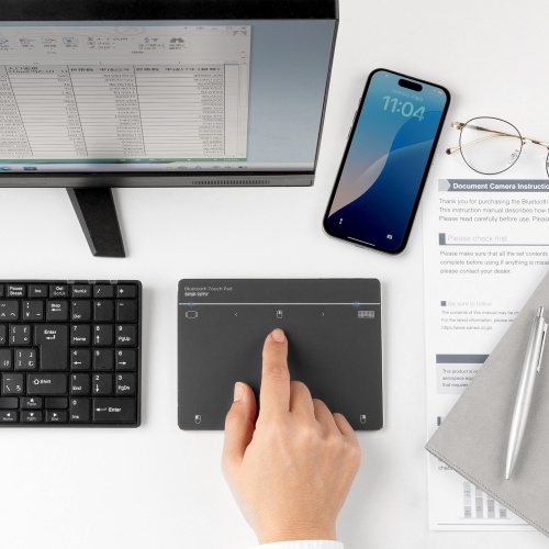 タッチパッド（Bluetooth・振動機能・USB・トラックパッド・ワイヤレス・薄型・高精度・スクリーンキーボード・ジェスチャー機能・Windows専用・7インチ・Lサイズ・ガンメタ）