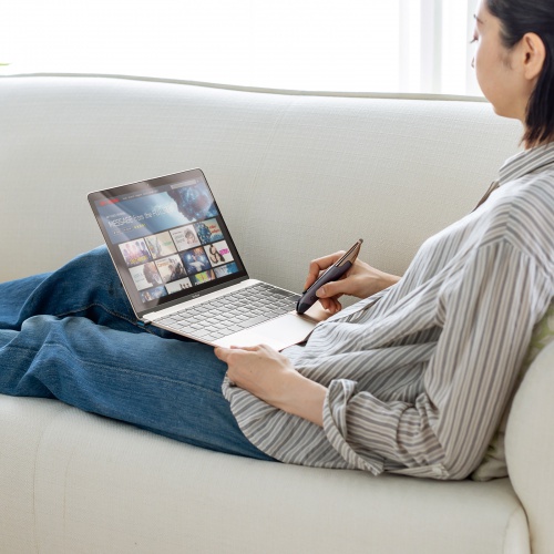 Bluetoothペン型マウス（ペンマウス・充電式・800/1200/1600カウント・左手対応・タッチペン・スタンド付き・FPSゲーム）MA-PBB317DS