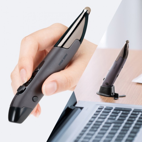 Bluetoothペン型マウス（ペンマウス・充電式・800/1200/1600カウント・左手対応・タッチペン・スタンド付き・FPSゲーム）MA-PBB317DS